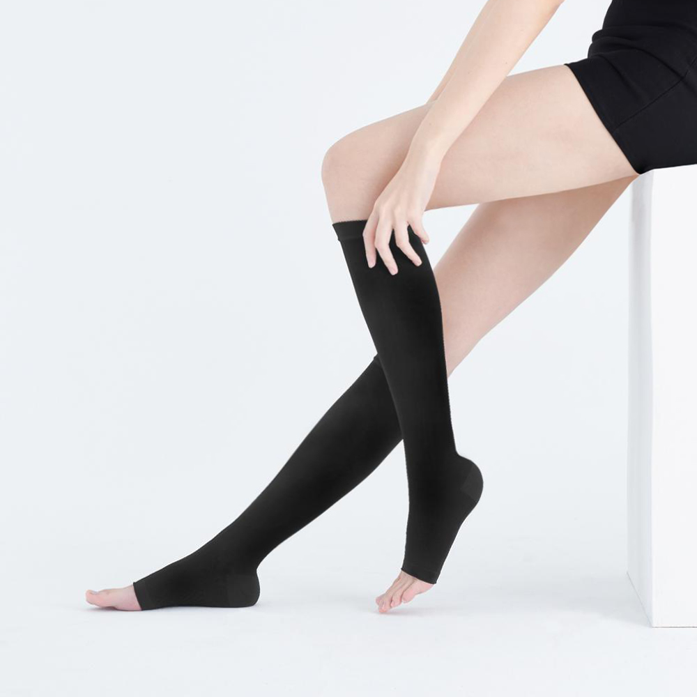 2020 女用及膝透氣露趾壓力襪